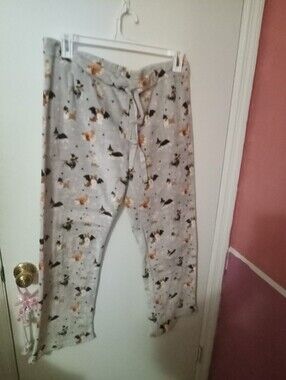 Women's Size XL Daydream Novelty Halloween Dog Print Fleece Pajama Pants